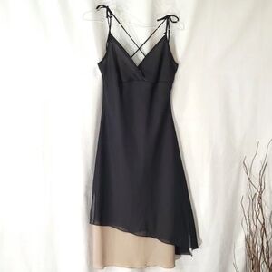 Slinky LBD with Angled Hem and Nude Underlayer